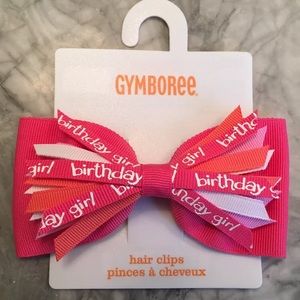 Birthday Bow barrette Gymboree pink ribbon hair